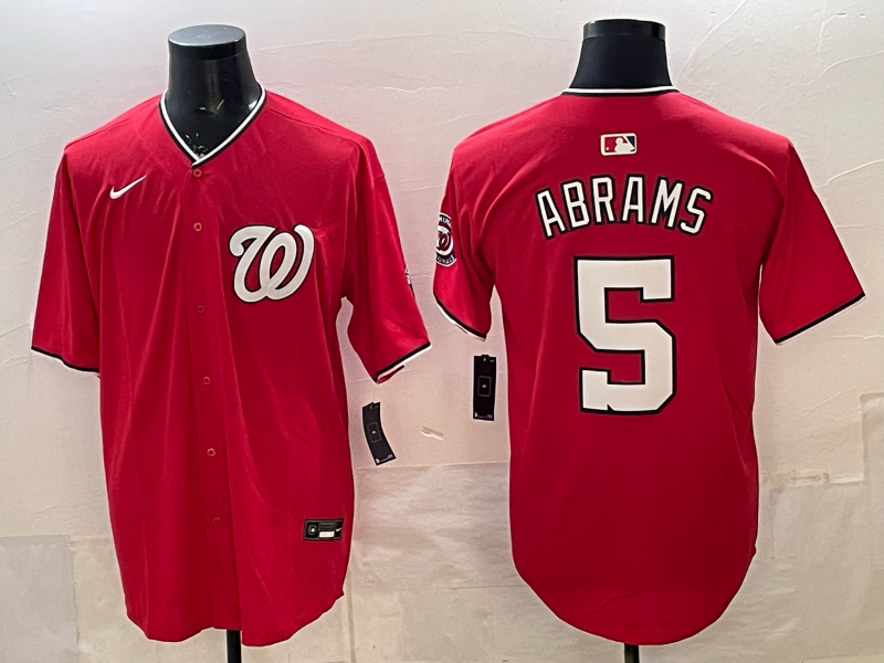 Men 2025 Washington Nationals #5 Abrams red Nike jersey2026005